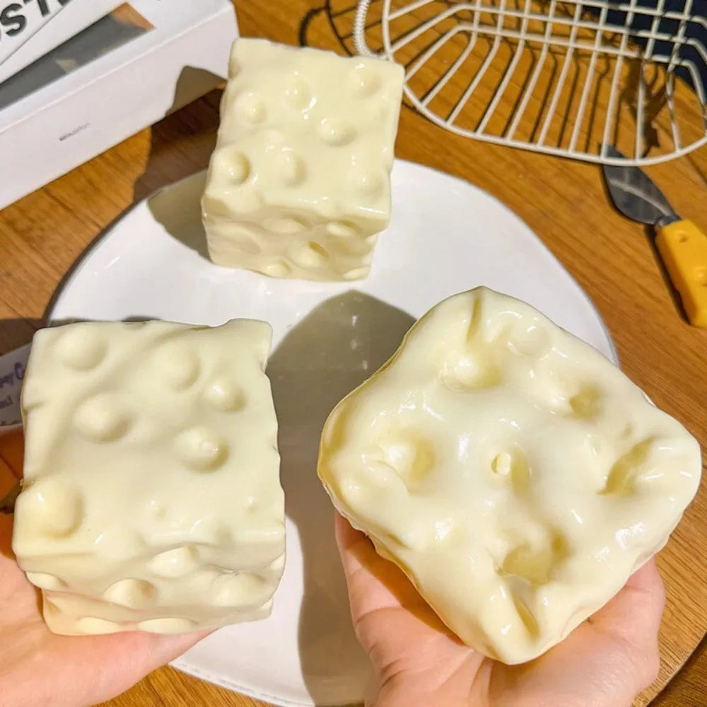 Squishy Cheese Cube Stress Ball – Non-Rebound Fidget Toy