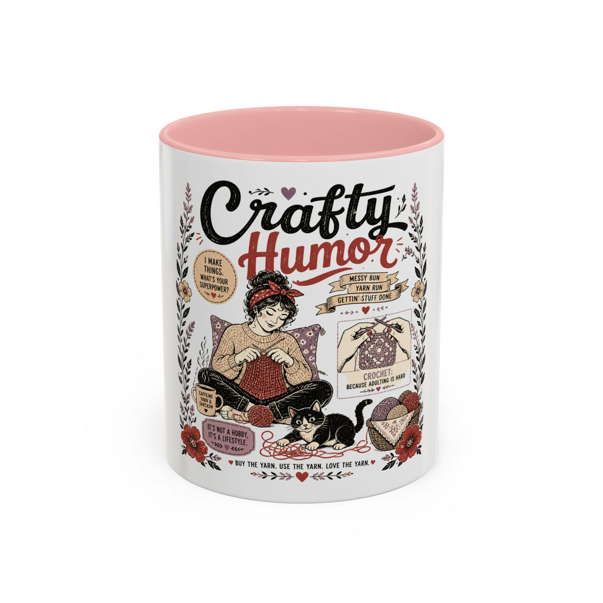 Cozy Crafter Coffee Mug — "Stitch, Sip, Smile" Knitting & Crochet Gift (11/15oz)