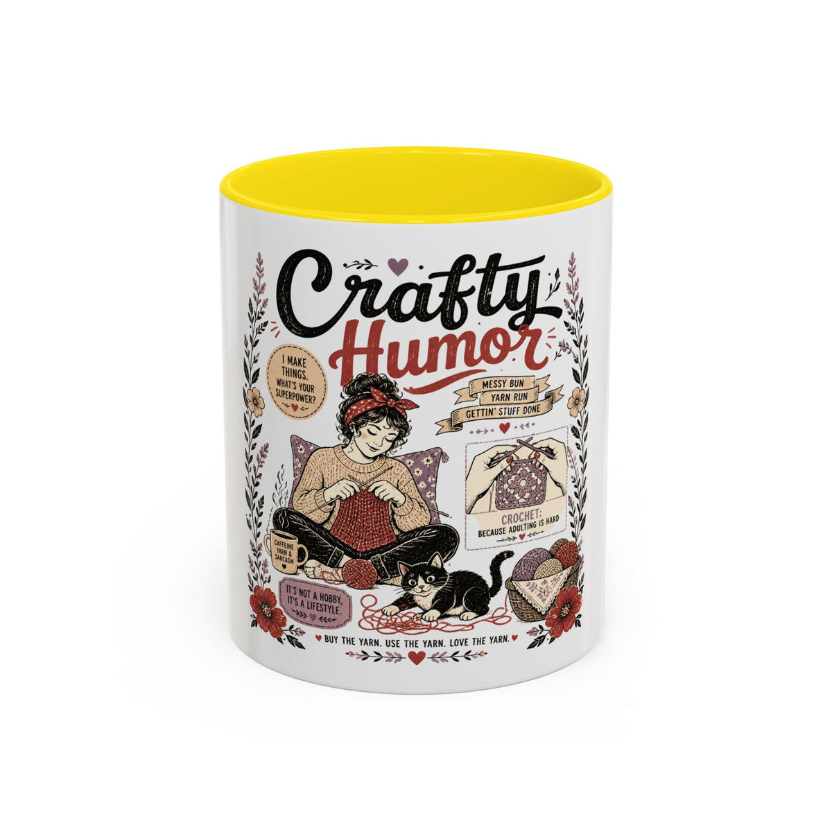 Cozy Crafter Coffee Mug — "Stitch, Sip, Smile" Knitting & Crochet Gift (11/15oz)