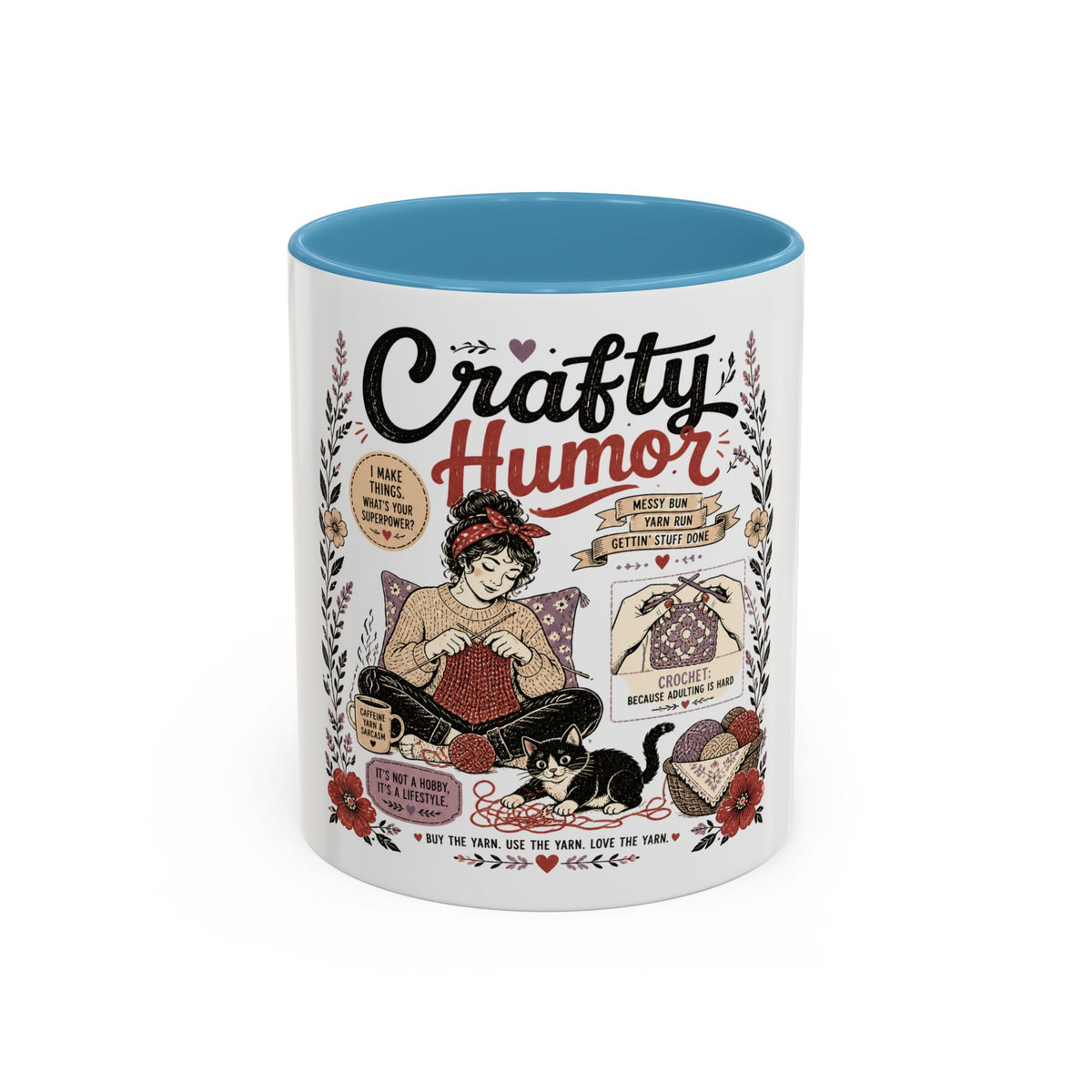 Cozy Crafter Coffee Mug — "Stitch, Sip, Smile" Knitting & Crochet Gift (11/15oz)
