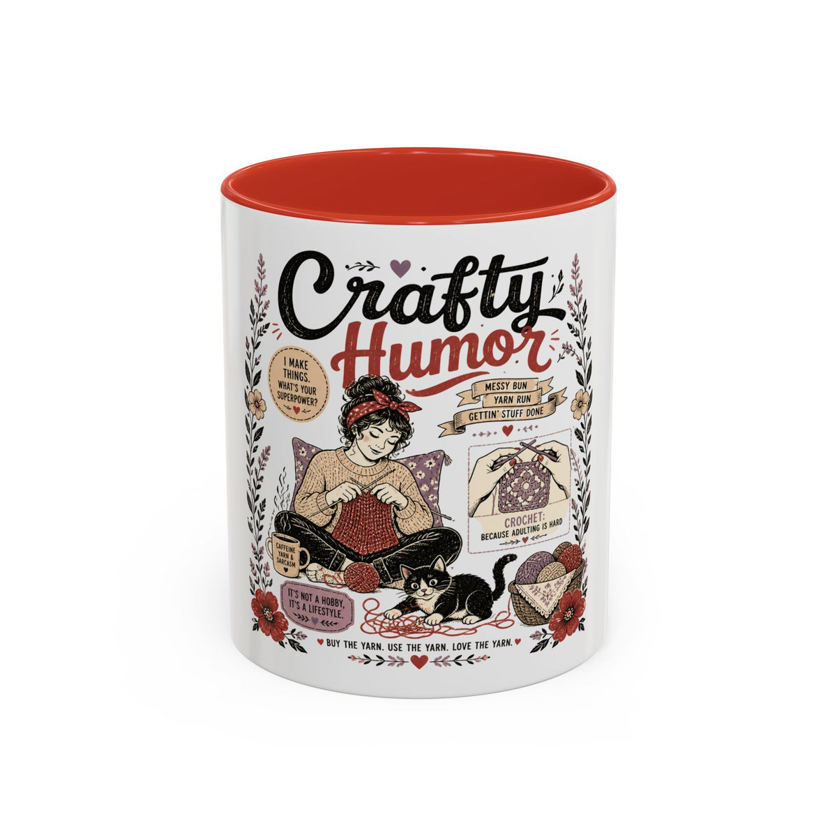 Cozy Crafter Coffee Mug — "Stitch, Sip, Smile" Knitting & Crochet Gift (11/15oz)