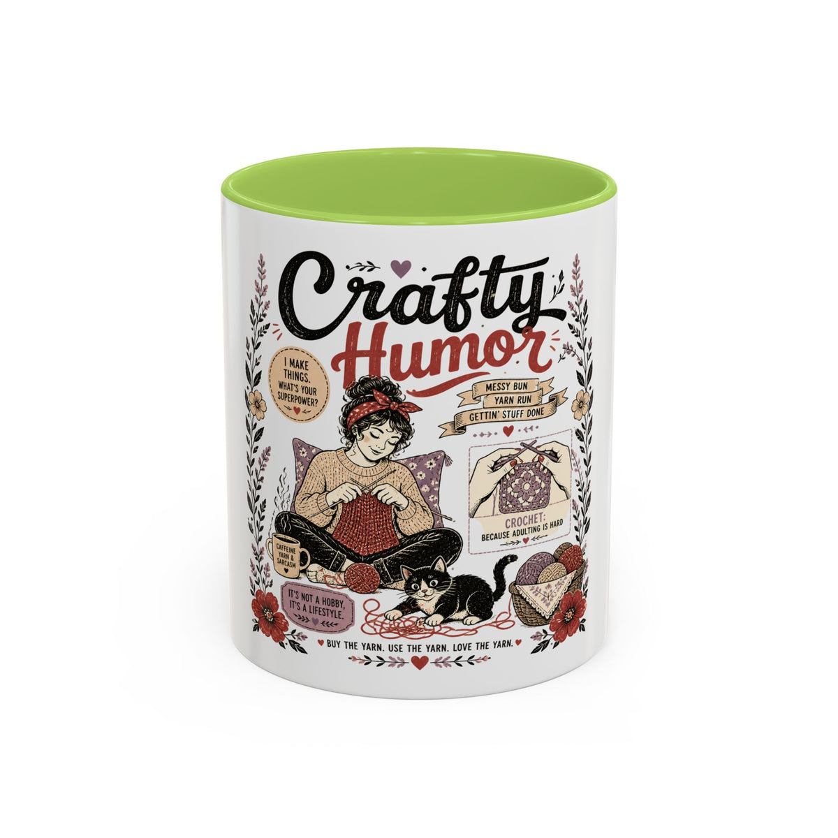 Cozy Crafter Coffee Mug — "Stitch, Sip, Smile" Knitting & Crochet Gift (11/15oz)