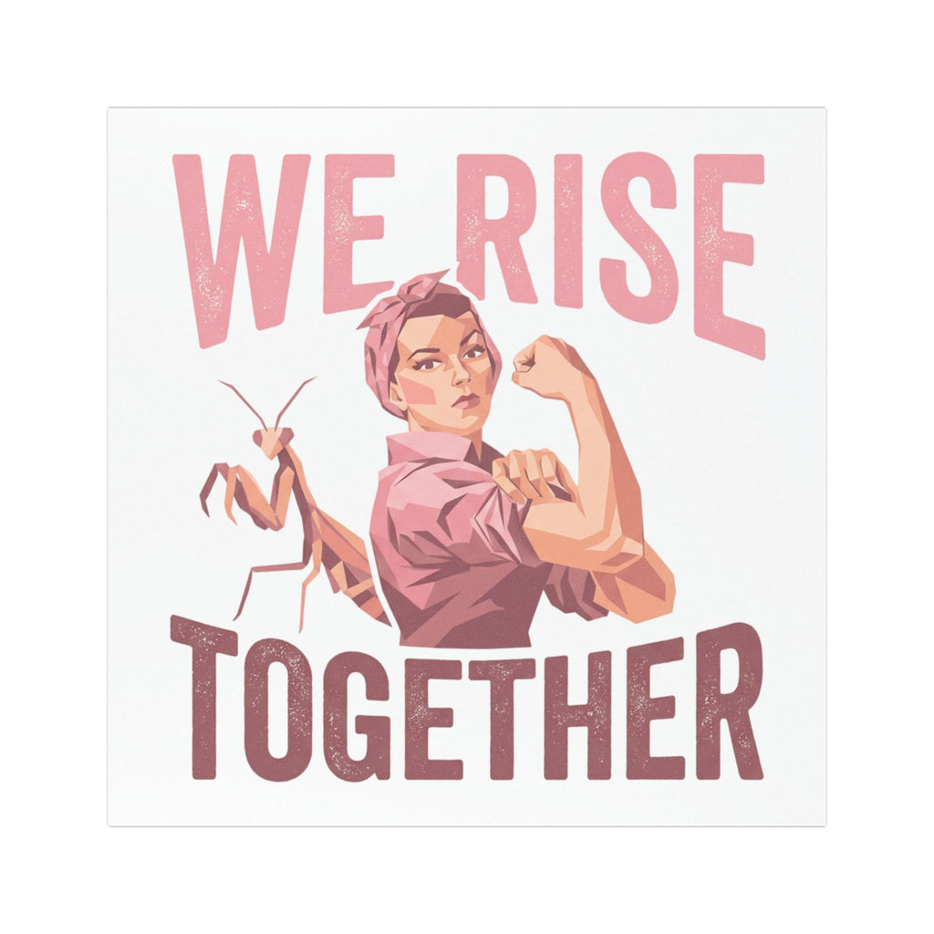 We Rise Together Car Magnet — Feminist Rosie the Riveter Praying Mantis Design