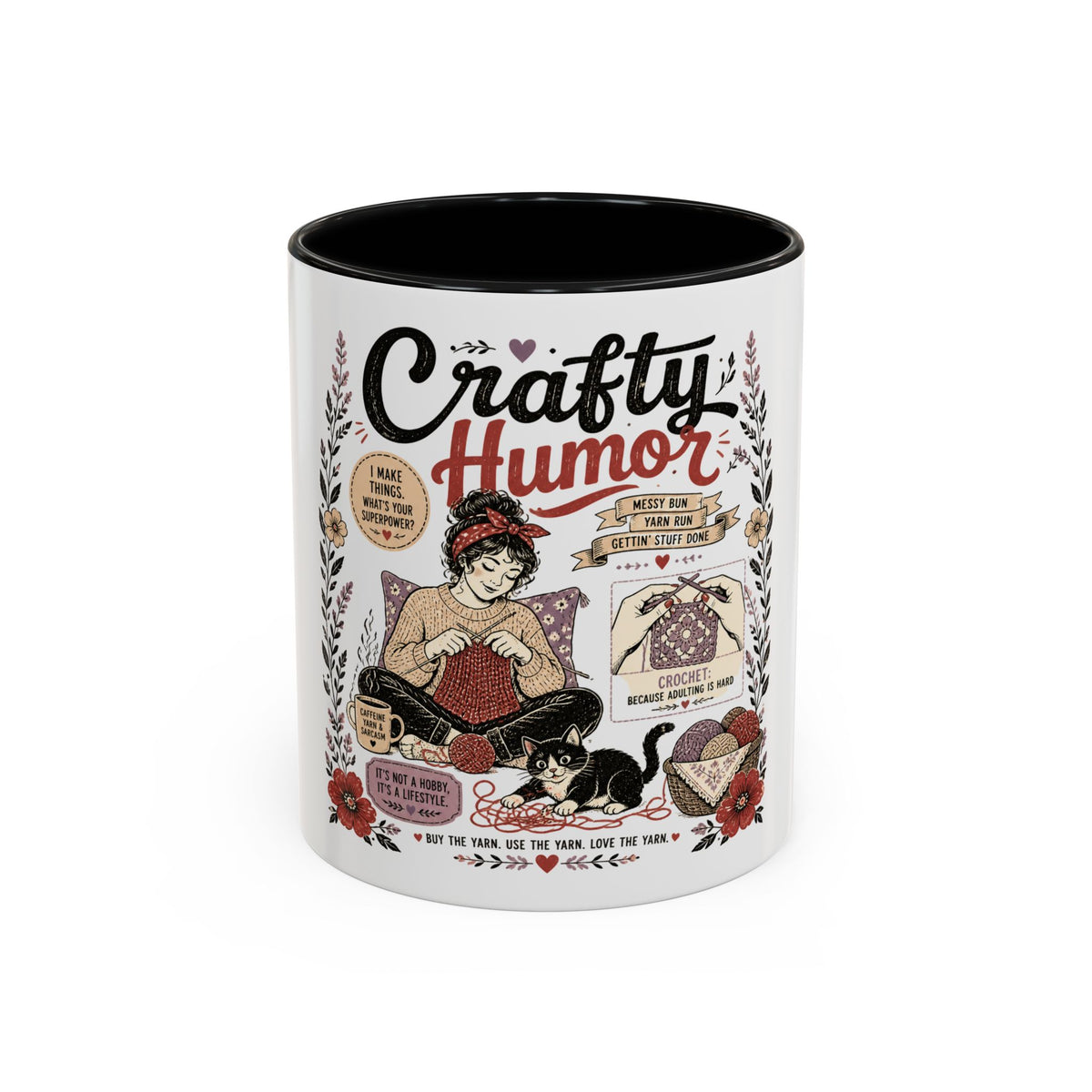 Cozy Crafter Coffee Mug — "Stitch, Sip, Smile" Knitting & Crochet Gift (11/15oz)