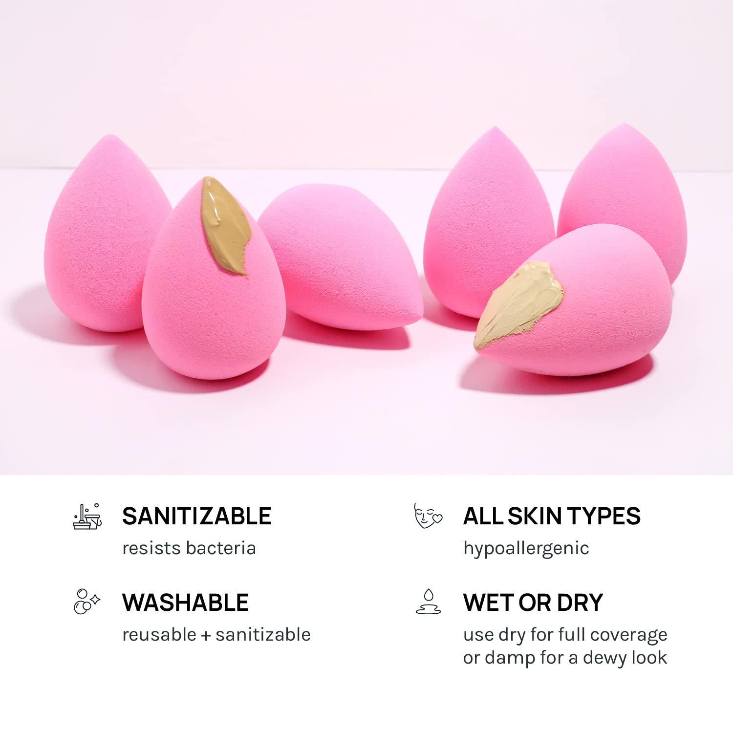 Makeup Sponge Set Of 6 – Latex-Free High-Definition Blenders