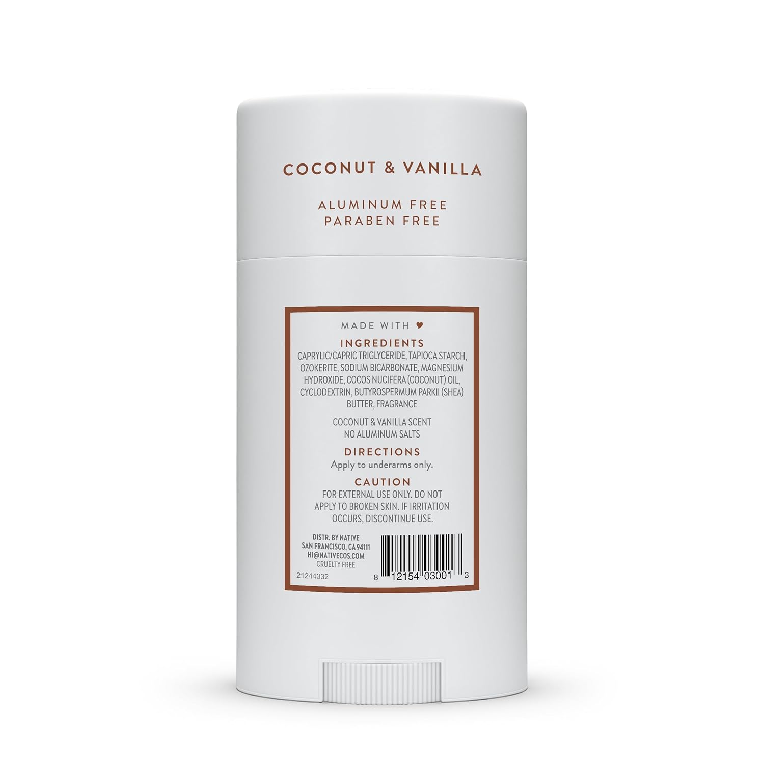 Aluminum-Free Deodorant Stick – 72H Odor Control Coconut Vanilla