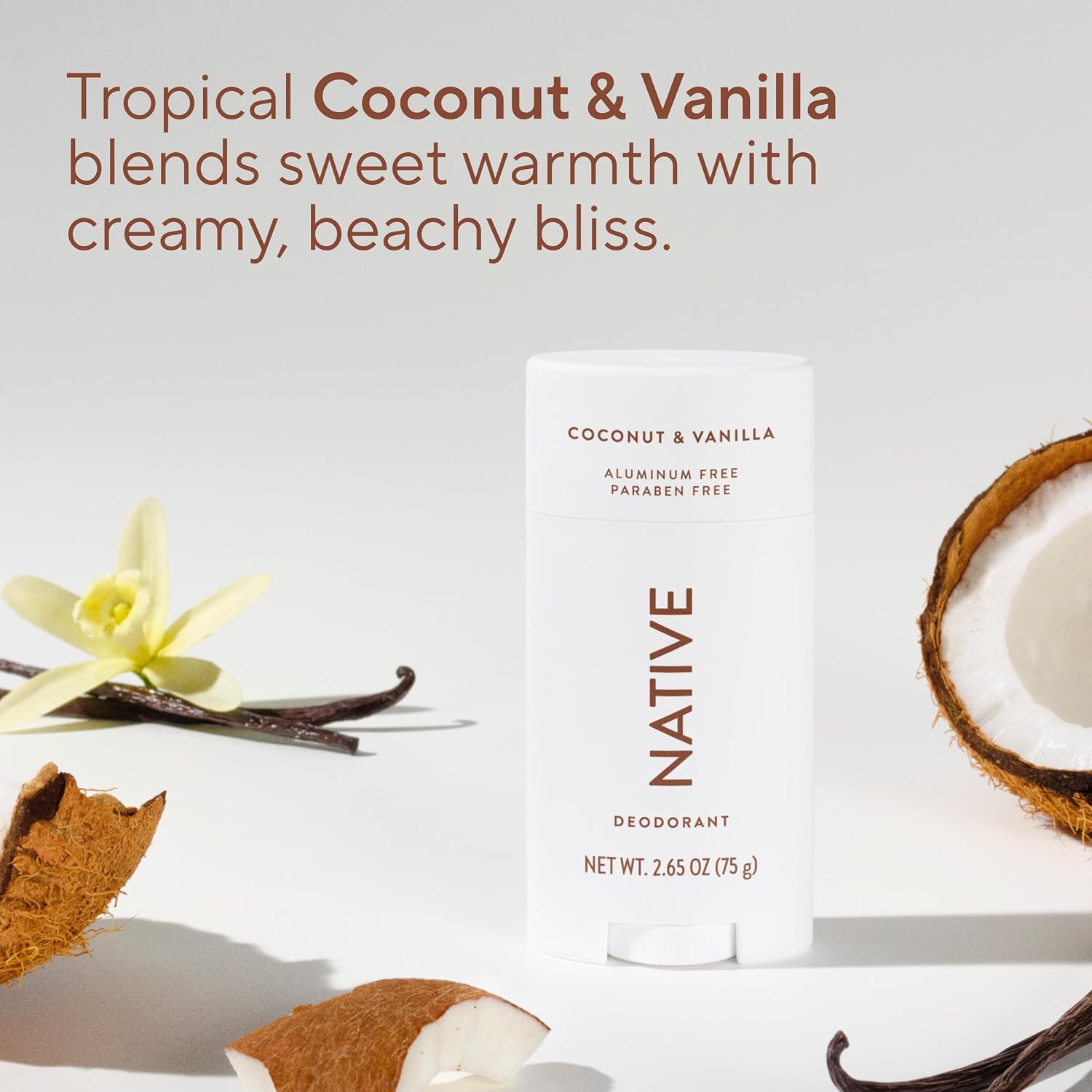 Aluminum-Free Deodorant Stick – 72H Odor Control Coconut Vanilla