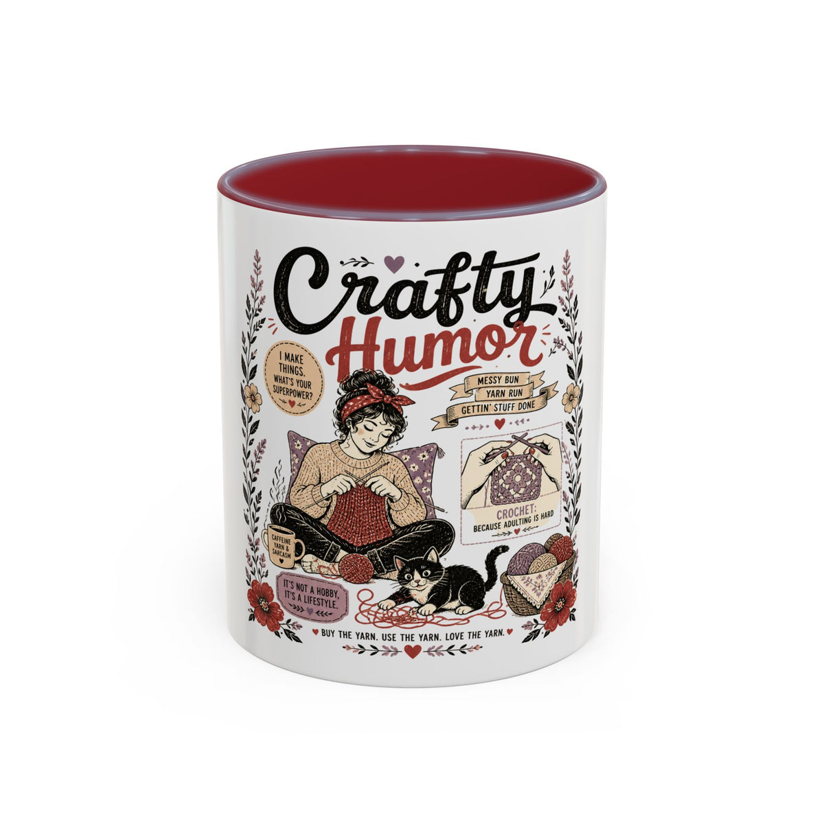 Cozy Crafter Coffee Mug — "Stitch, Sip, Smile" Knitting & Crochet Gift (11/15oz)