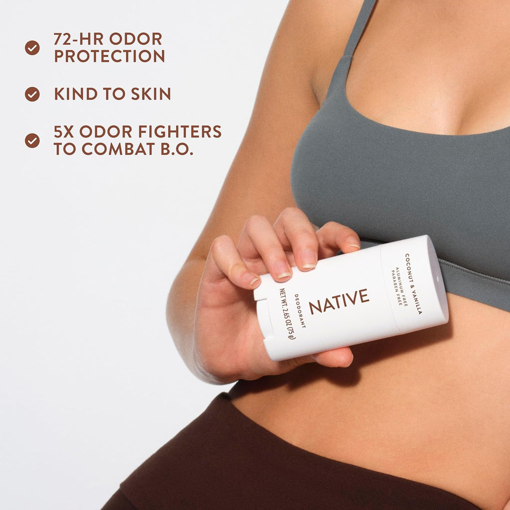 Aluminum-Free Deodorant Stick – 72H Odor Control Coconut Vanilla