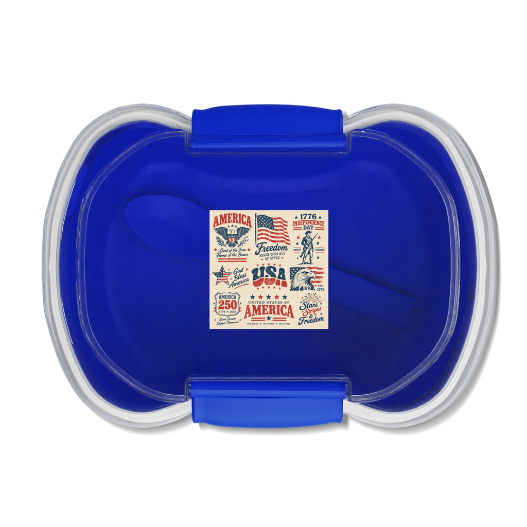 Patriotic USA Two-Tier Bento Box – Americana Lunchbox with Freedom Vintage Design