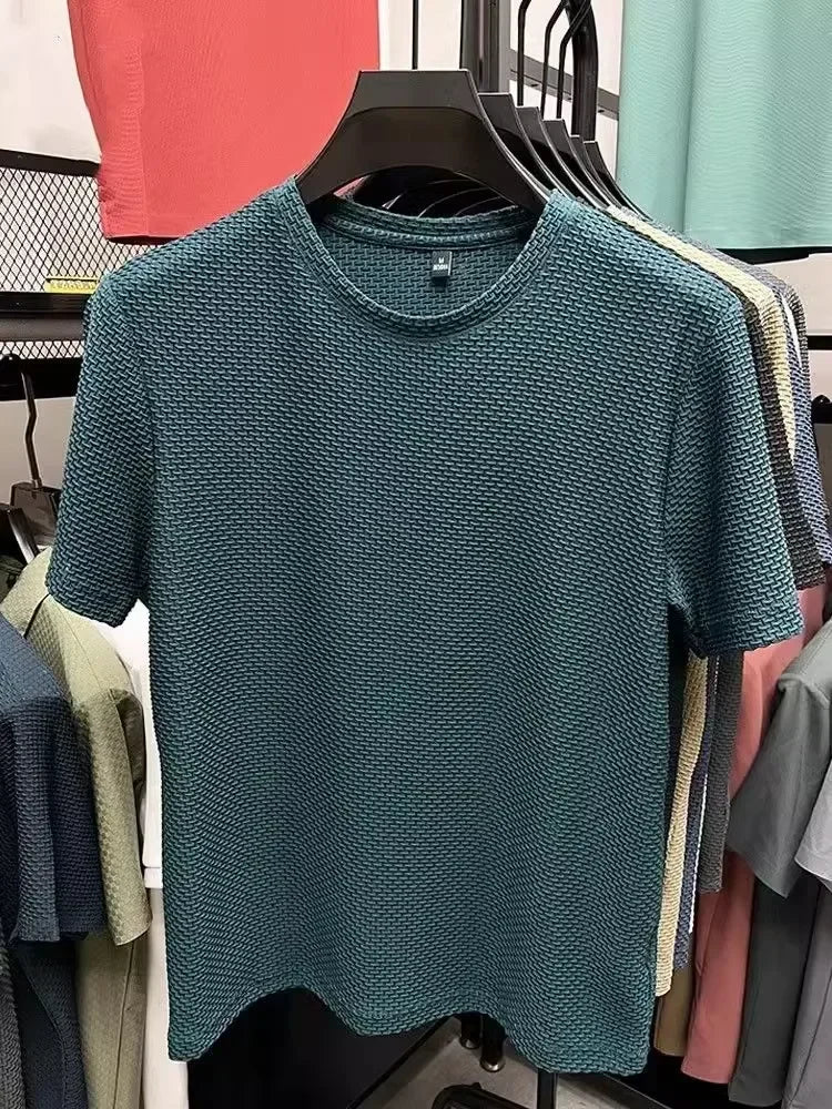 Men’s Bamboo Ice Silk T-Shirt Slim Fit Crew Neck Top
