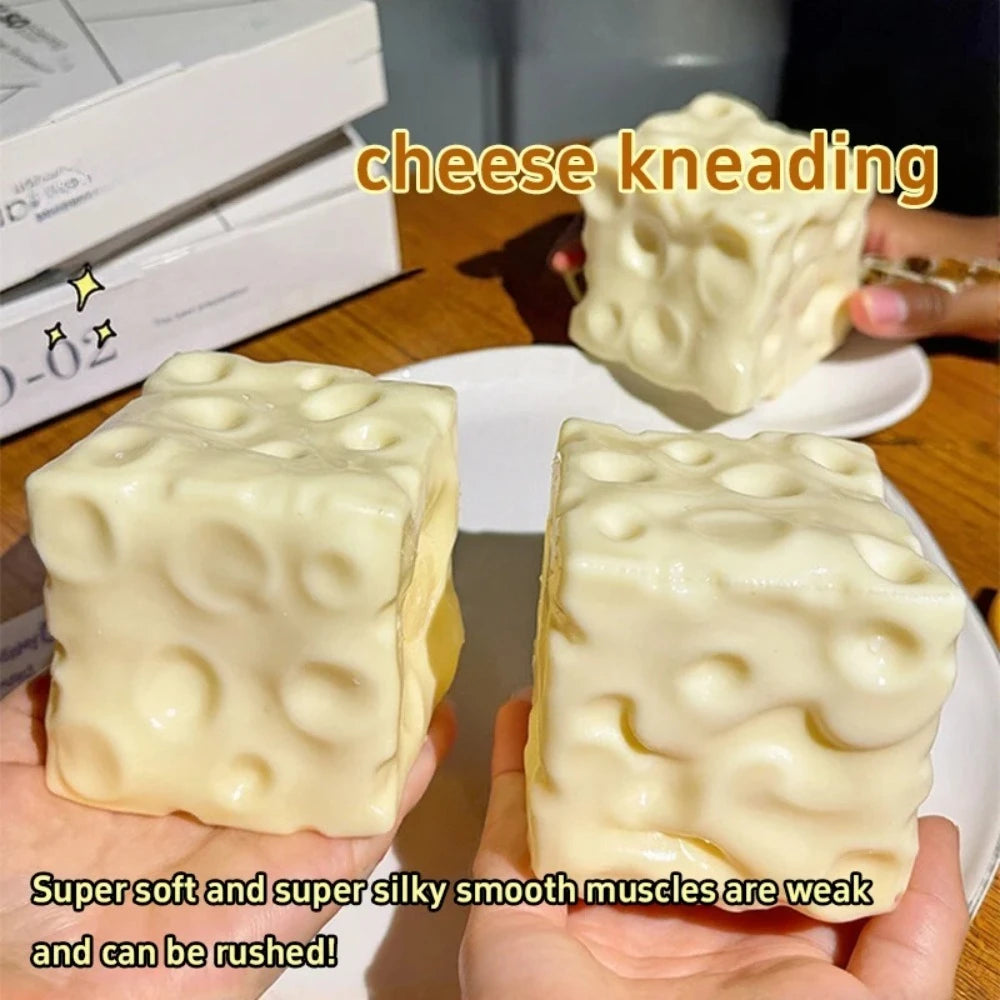 Squishy Cheese Cube Stress Ball – Non-Rebound Fidget Toy