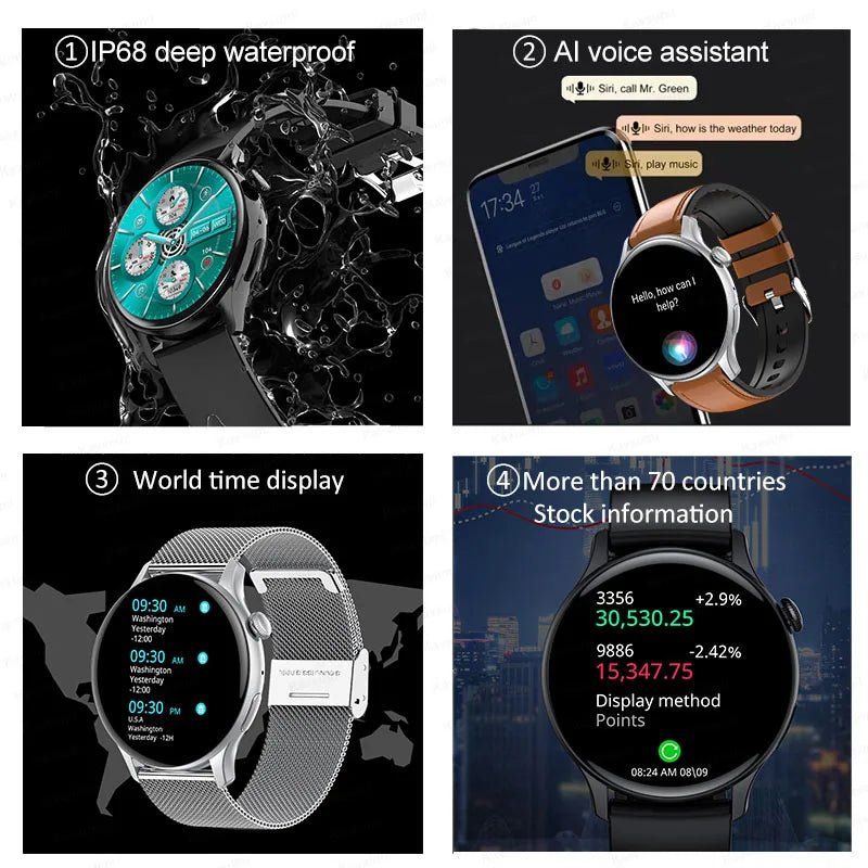 AMOLED Smartwatch With NFC – Bluetooth Calls & IP68 Fitness