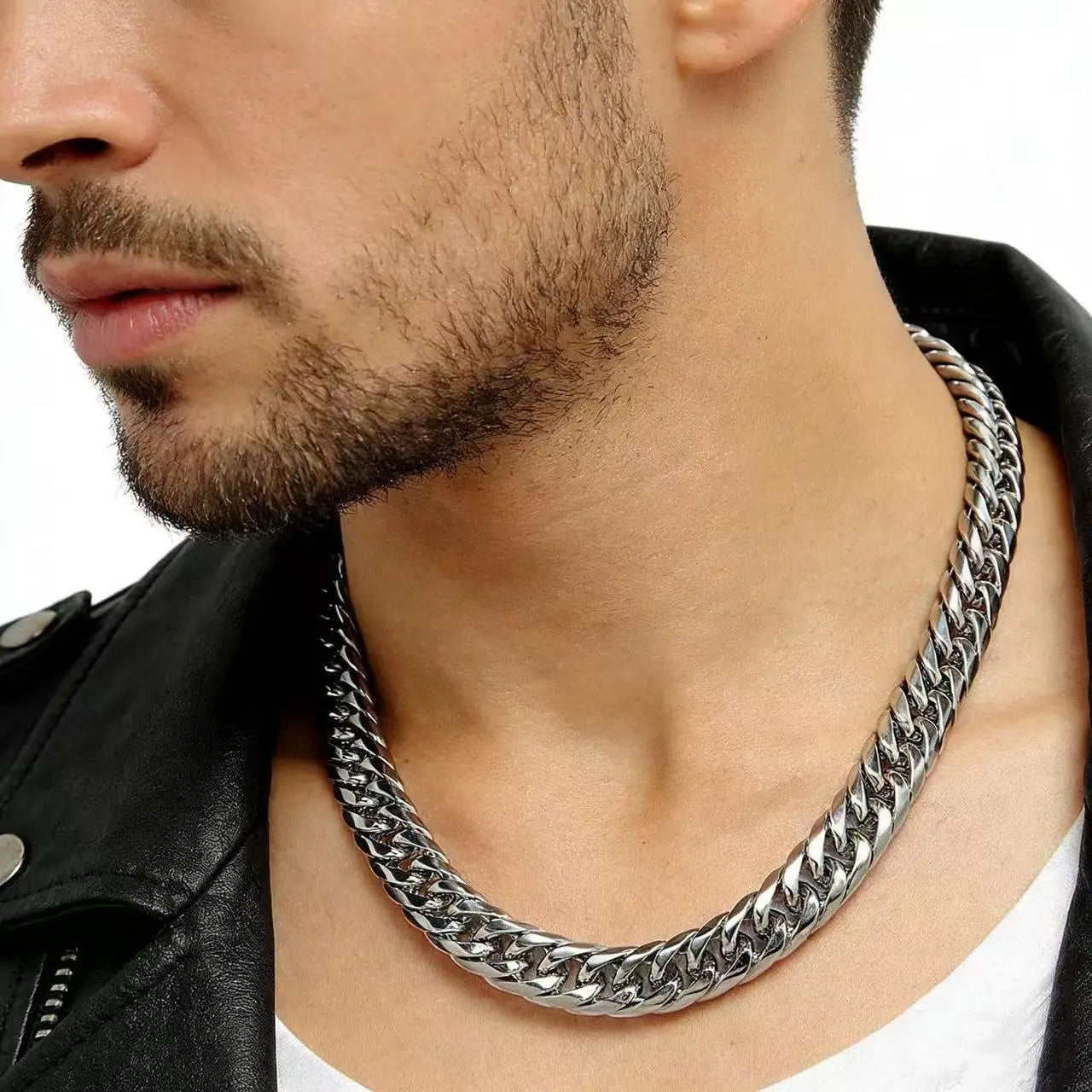 Men’s Stainless Steel Cuban Link Chain Necklace Waterproof