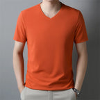 Men's Waffle Knit V-Neck Short Sleeve Casual T-Shirt