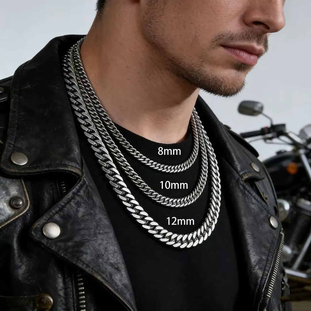 Men’s Stainless Steel Cuban Link Chain Necklace Waterproof