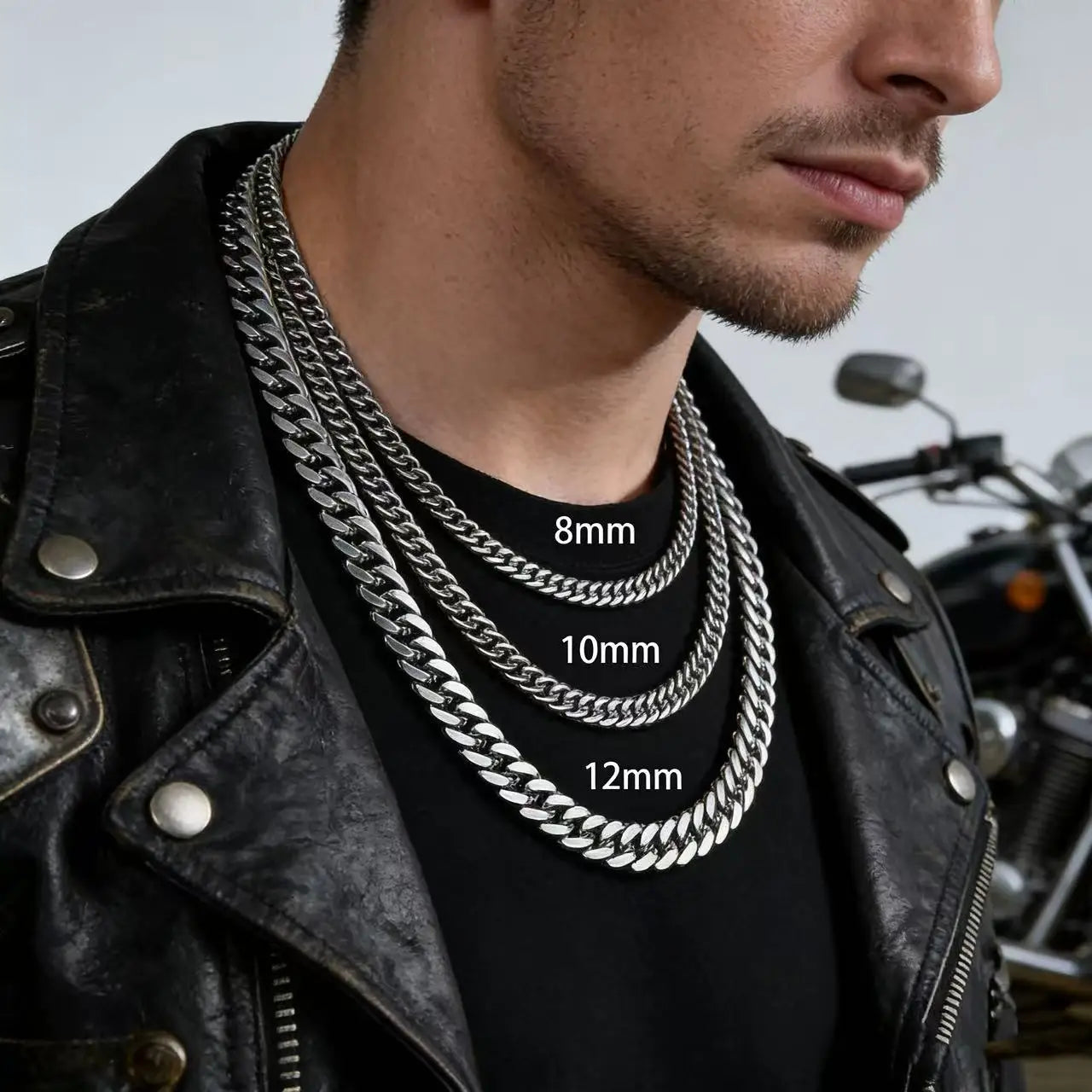 Men’s Stainless Steel Cuban Link Chain Necklace Waterproof