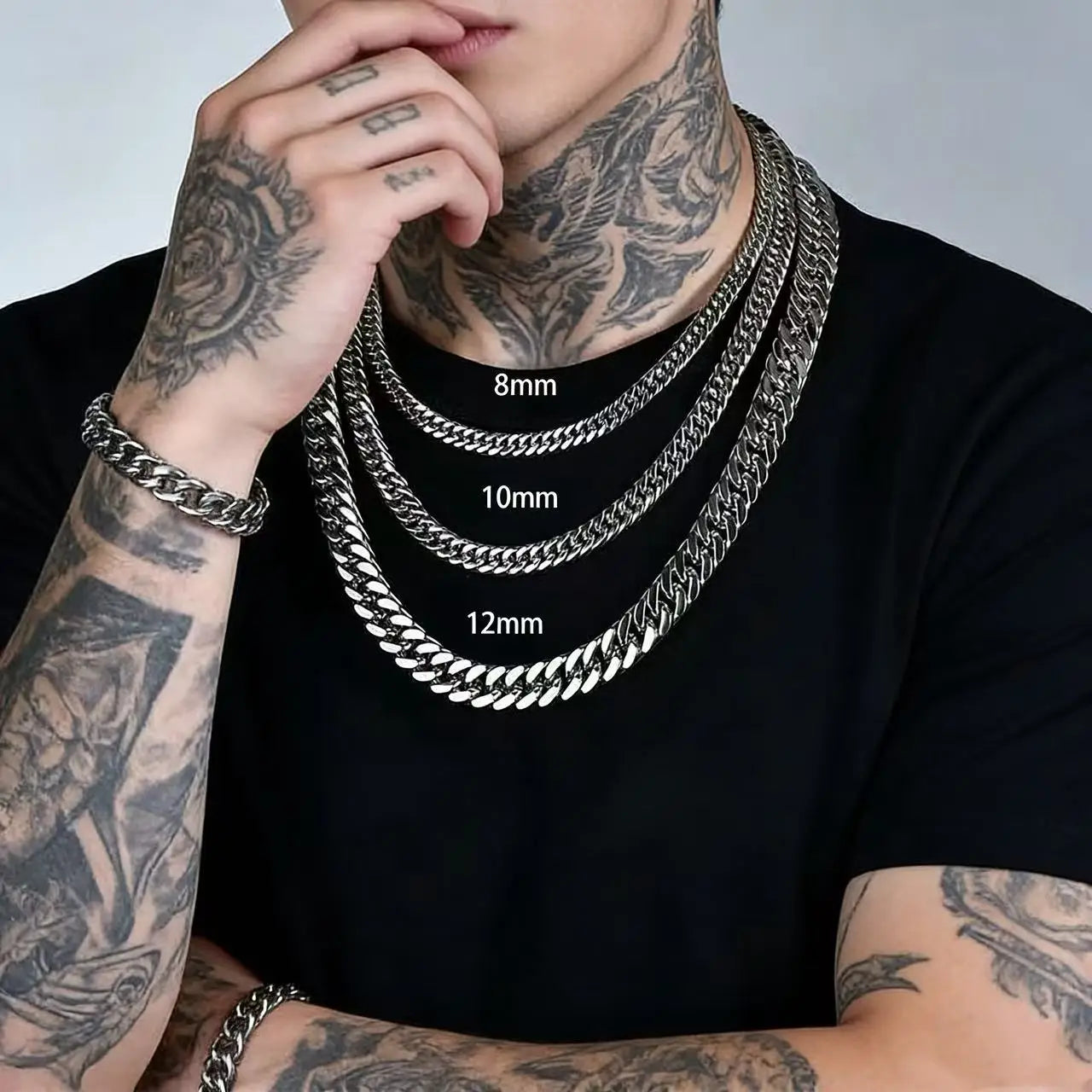 Men’s Stainless Steel Cuban Link Chain Necklace Waterproof