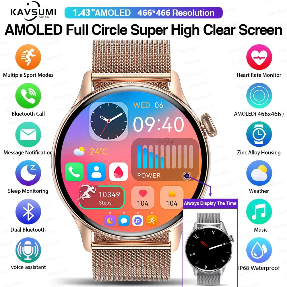 AMOLED Smartwatch With NFC – Bluetooth Calls & IP68 Fitness