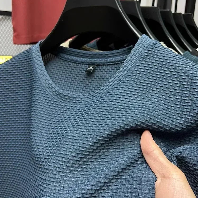 Men’s Bamboo Ice Silk T-Shirt Slim Fit Crew Neck Top