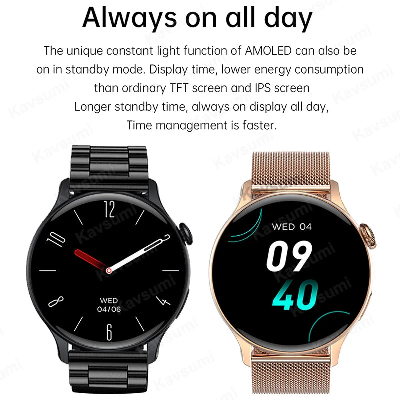 AMOLED Smartwatch With NFC – Bluetooth Calls & IP68 Fitness