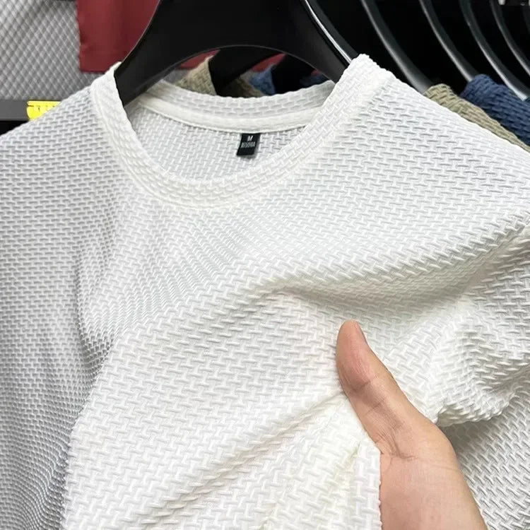 Men’s Bamboo Ice Silk T-Shirt Slim Fit Crew Neck Top