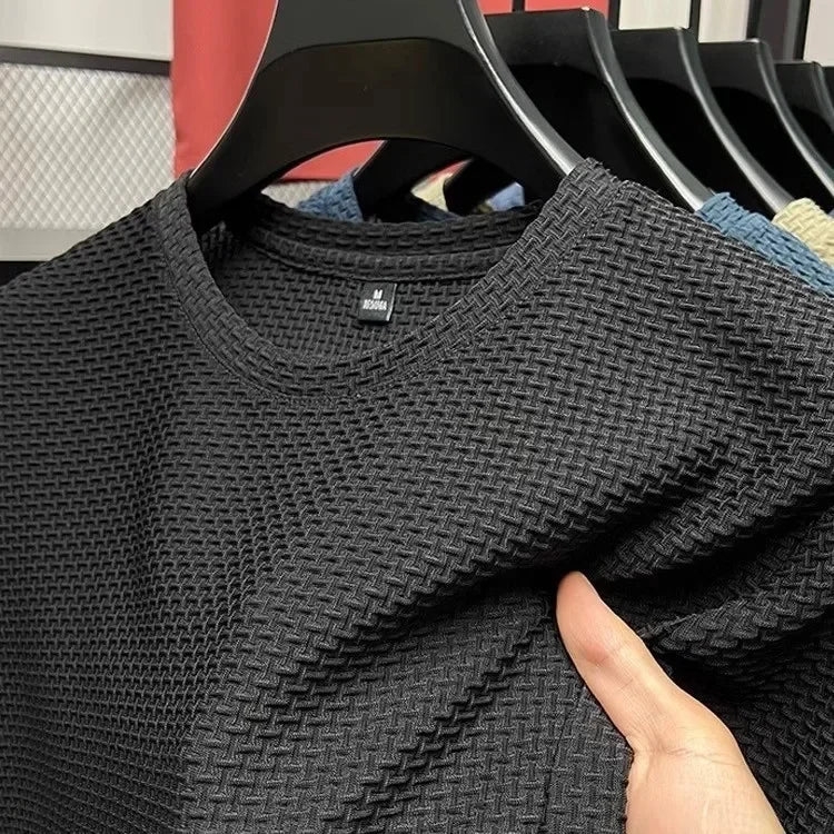 Men’s Bamboo Ice Silk T-Shirt Slim Fit Crew Neck Top