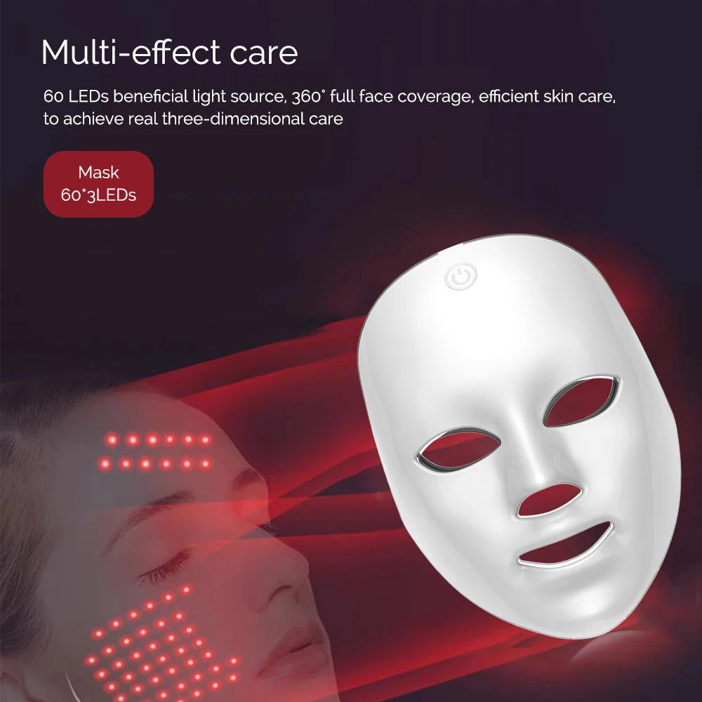 Rechargeable 7 Color LED Facial Mask – Full Face Care