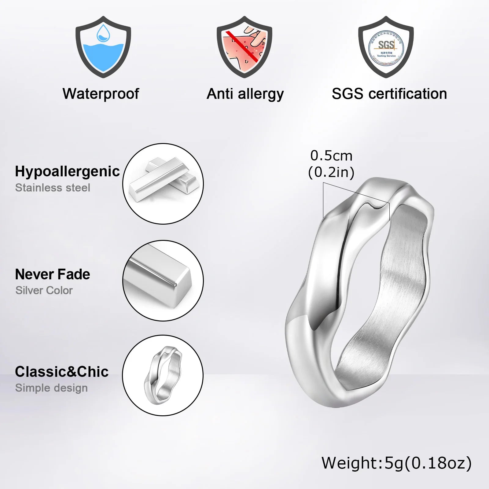 Men’s Mobius Ring Stainless Steel Twisted Band Gift