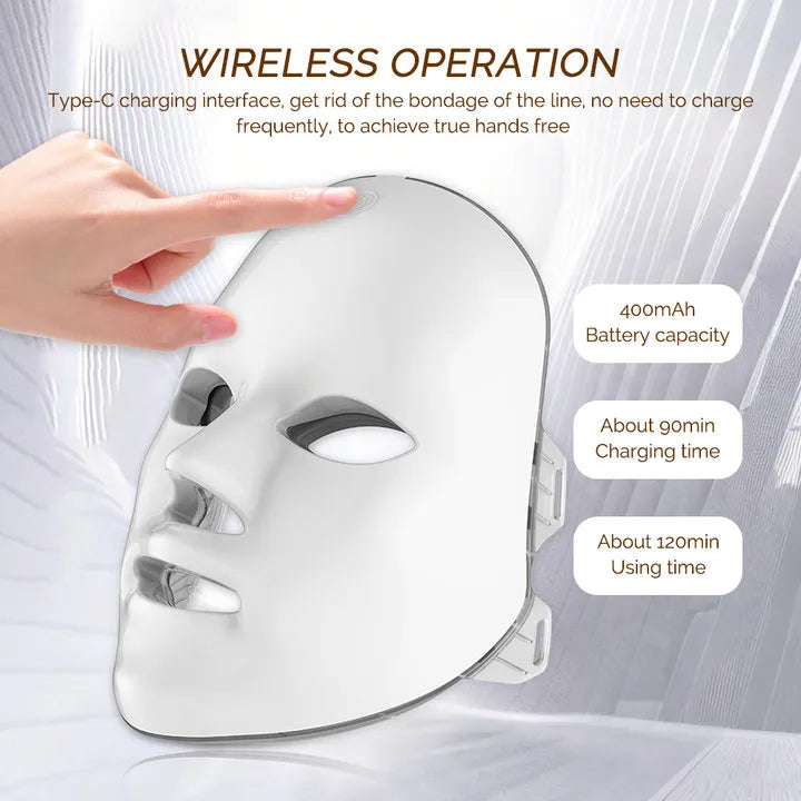 Rechargeable 7 Color LED Facial Mask – Full Face Care
