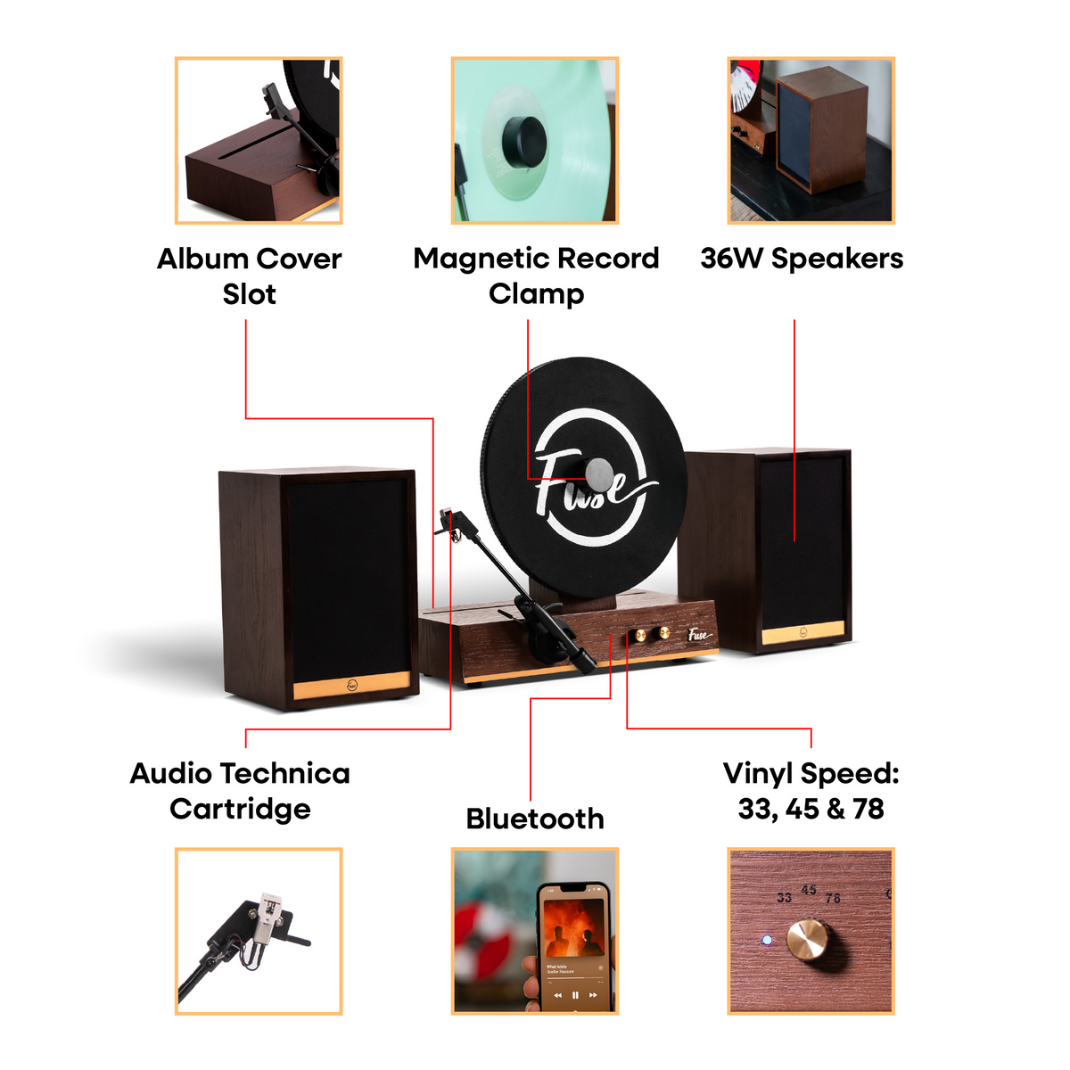 GLD Vertical Vinyl Record Player with Bluetooth